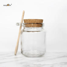 Vanjoin 250ml 200g food honey storage glass spice jar with wooden spoon and cork stopper